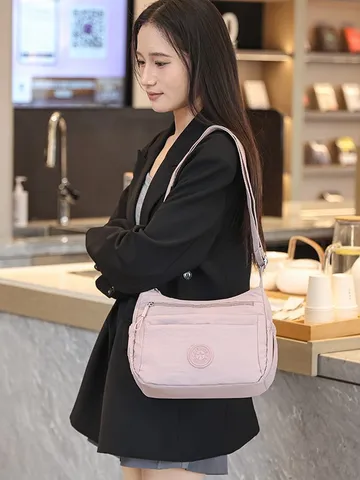 Women Lightweight Nylon Crossbody Bag Large Capacity Multi Pocket Shoulder Bag For Travel Casual Mom Bag Adjustable Strap Bag