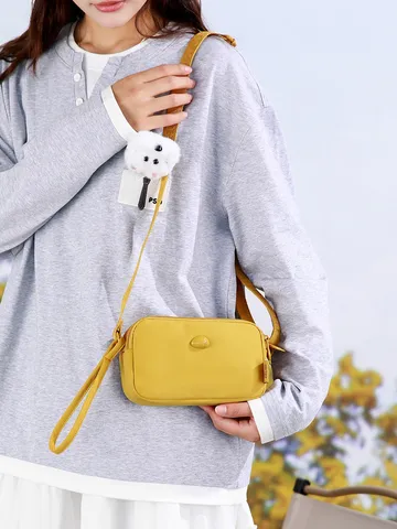 Women Lightweight Nylon Mobile Phone Bag Multi-layer Casual Crossbody Bag Large Capacity Shoulder Bag With Wrist Strap