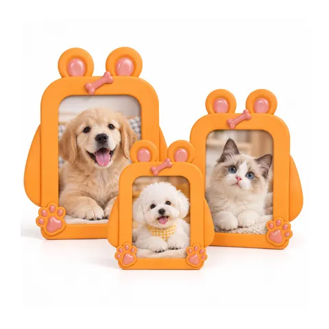 Cartoon Pet Shape Photo Frame Cat Dog Puppy Kitten Animal Pattern Plastic Tabletop Picture Frame For 3 5 6 Inch Photos Home Decor Gift