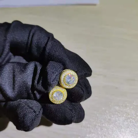 Pendientes de Botón Halo de Cobre de Lujo Redondo Cristal Strass Poste de Acero Inoxidable Joyería de Moda Para Mujer
