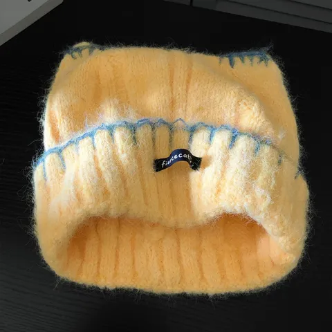 Damen Süße Katzenohren Strickmütze Winter Warm Weich Wachsartig Ohrenschutz Kaltmütze Süße Bestickte Strickmütze Geschenk