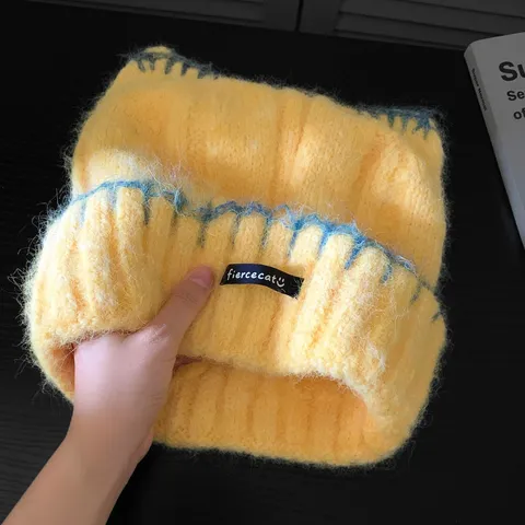 Damen Süße Katzenohren Strickmütze Winter Warm Weich Wachsartig Ohrenschutz Kaltmütze Süße Bestickte Strickmütze Geschenk