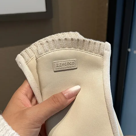Damen Winter Warm PU Leder Handschuhe Mit Touchscreen Funktion Koreanischer Stil Einfach Winddicht Strick Patchwork Handschuhe Für Outdoor Radfahren