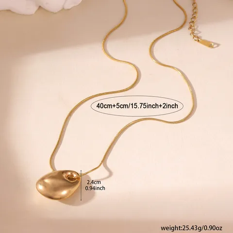 Minimalist 18K Gold Plated Stainless Steel Hollow Heart Pendant Necklace For Women Snake Bone Chain Organic Waterdrop Jewelry Gift