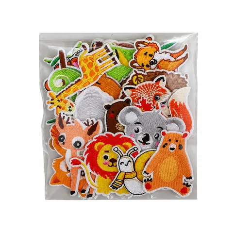 Cartoon Animal Embroidered Iron On Patches Cute Zoo Theme Sew On Applique DIY Clothing Repair Badges For Jackets Bags