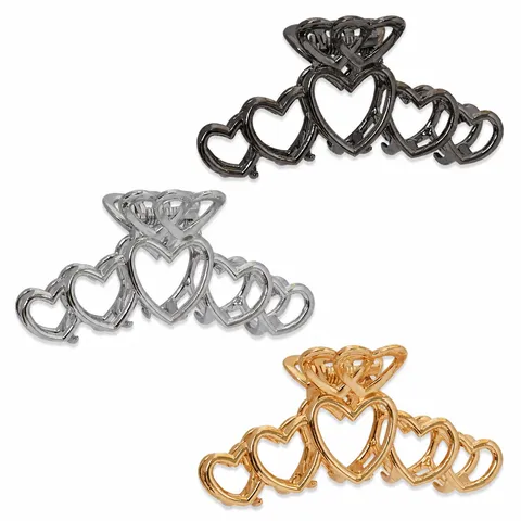 Pince à Cheveux Minimaliste En Alliage Barrette Requin Métallique Coeur Étoile Cercle Ajouré Géométrique Accessoires De Cheveux Pour Femmes Style Vintage