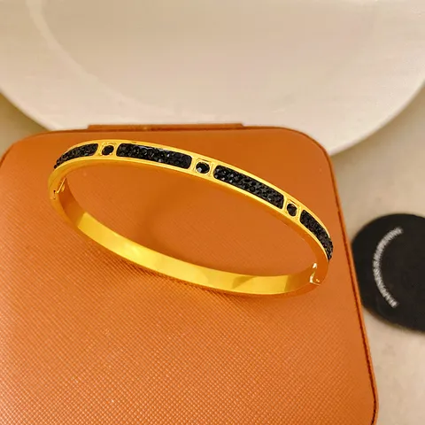Luxury Titanium Steel Rhinestone Bangle Bracelet For Women Gold Silver Plated Geometric Micro Inlaid Bangle Fashion Jewelry Gift
