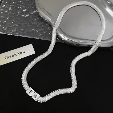 Minimalist Titanium Steel Herringbone Chain Necklace For Women Men Silver Plated Snake Bone Link Chain Fashion Jewelry Neckwear
