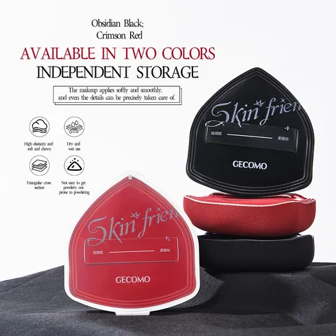 GECOMO Triangular Makeup Powder Puff Polyurethane Foundation Sponge For Wet And Dry Use Professional Beauty Tool With Independent Case