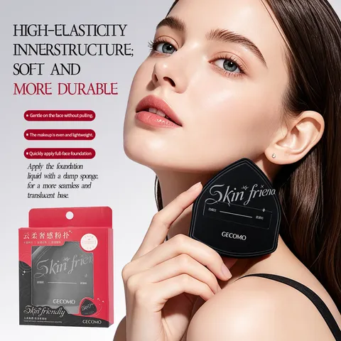 GECOMO Triangular Makeup Powder Puff Polyurethane Foundation Sponge For Wet And Dry Use Professional Beauty Tool With Independent Case