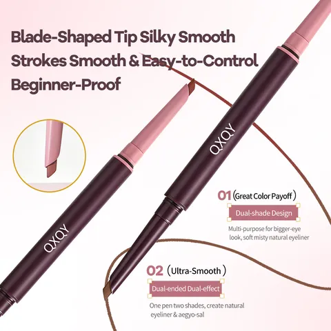 QXQY Double Ended Eyeliner Gel Pen Dual Color Smooth Waterproof Long Lasting Eye Makeup For Women Highlight Aegyo-sal Pen