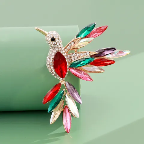 Creative Alloy Rhinestone Hummingbird Brooch Fashion Animal Crystal Pin Corsage Jewelry Gift For Women