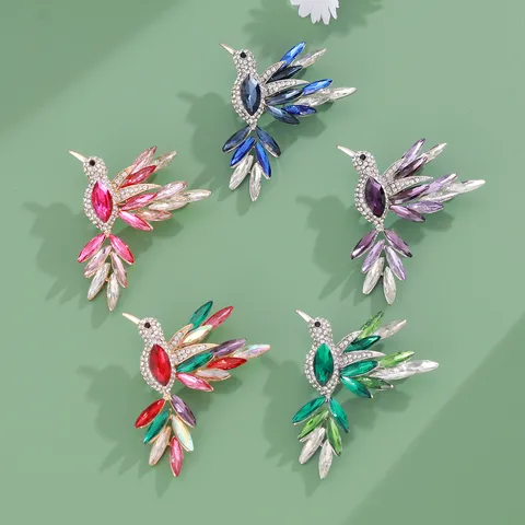 Creative Alloy Rhinestone Hummingbird Brooch Fashion Animal Crystal Pin Corsage Jewelry Gift For Women