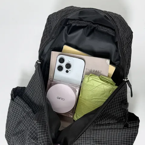 Foldable Sport Backpack Waterproof Lightweight Portable Travel Bag For Men Women Grid Pattern Daypack With Penguin Pendant