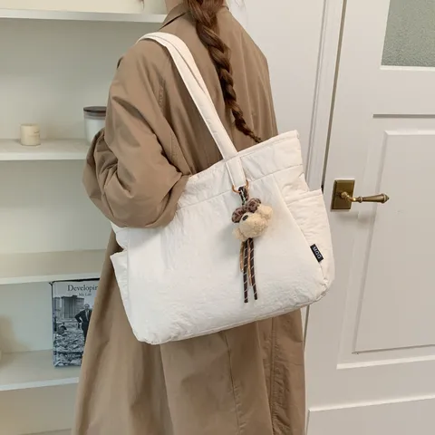 Sac Fourre-tout en Toile Grande Capacité Mode Simple pour Femmes Sac à Main Bandoulière Tendances de la Rue Design de Niche