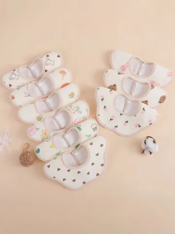 Newborn Pure Cotton Baby Bib Waterproof Anti-Spit Up Saliva Towel Cute Cartoon Petal Infant Feeding Burp Cloths