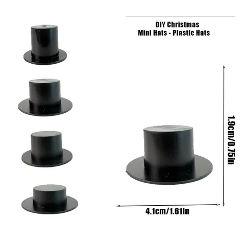 Mini Cilindri di Plastica Nera DIY Cappello da Pupazzo di Neve di Natale Accessori Artigianali in Miniatura per Decorazione
