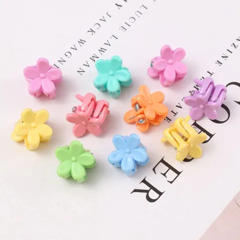 Kinder Mini Haarklemmen Leuke Snoepkleur Kleine Bloemen Haarclips Kunststof Hars Haaraccessoires Voor Peuter Meisjes