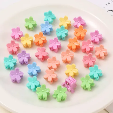 Kinder Mini Haarklemmen Leuke Snoepkleur Kleine Bloemen Haarclips Kunststof Hars Haaraccessoires Voor Peuter Meisjes