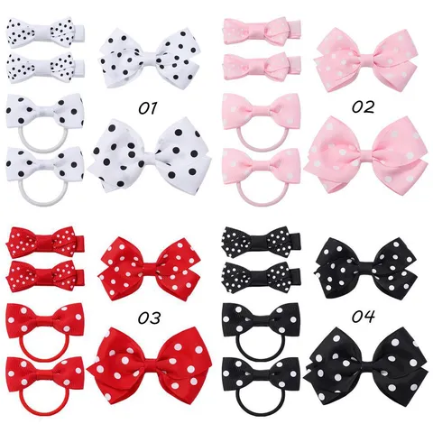 Kids Bowknot Hair Clip Polka Dot Grosgrain Ribbon Hair Accessories Cute Sweet Hairpin For Girls Children Hair Styling