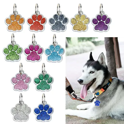 Large Colorful Glitter Oil-Drop Dog Paw Print Pet Pendant DIY Jewelry Accessory Alloy Charm