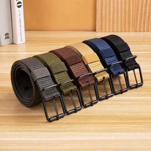 Cintura in Tela Casual da Uomo Moda Nylon Durevole Militare Tattico Jeans Cintura Fibbia ad Ardiglione Gioventù