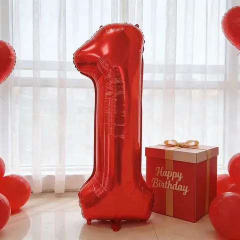 Red Number Foil Balloons Birthday Party Decoration Digital Helium Balloon Celebration Event Supplies