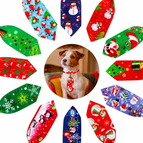 Festieve Kerst Huisdier Das Verstelbaar Hond Kat Halsdoek Feest Schattig Polyester Print Huisdier Nek Accessoires