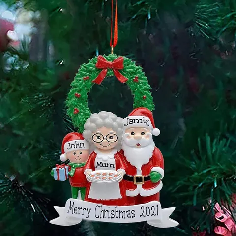 Festive Christmas Resin Hanging Ornament Gingerbread House Santa Family Elk Glove Tree Decor Holiday Party Supplies