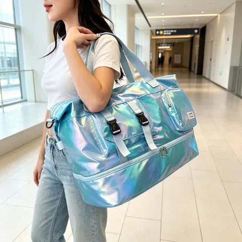 Grand Sac de Voyage Duffel Séparation Humide Sec Bagage Fitness Multi Poche Imperméable Voyage Court Affaires