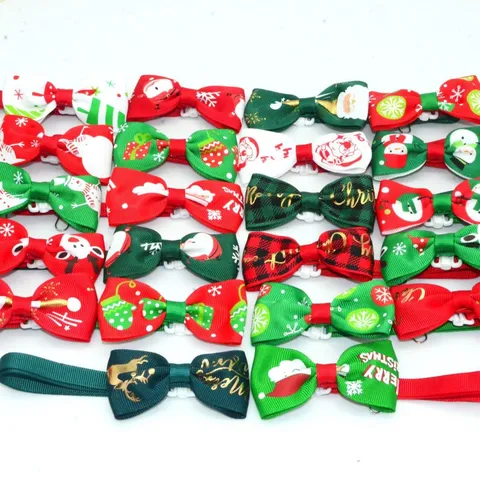 Christmas Pet Bow Tie Dog Tie Snowflake Snowman Pattern Festive Pet Costume Necktie Puppy Cat Holiday Party Accessories
