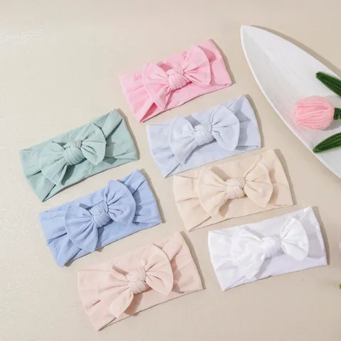 Bandeau Souple en Nylon pour Bébé avec Nœud Mignons Accessoires de Cheveux Élastiques pour Nourrisson Enfant Accessoire Photo Quotidien
