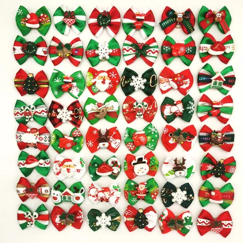 Christmas Pet Hair Bows Dog Hair Clips Santa Snowflake Hair Flowers Grooming Accessories Festive Pet Supplies