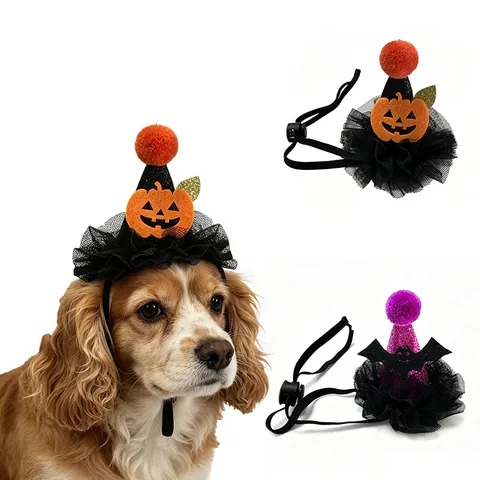 Pet Halloween Pumpkin Bat Hat Dog Cat Party Costume Headwear Cute Festival Dress Up Decorative Apparel Supplies