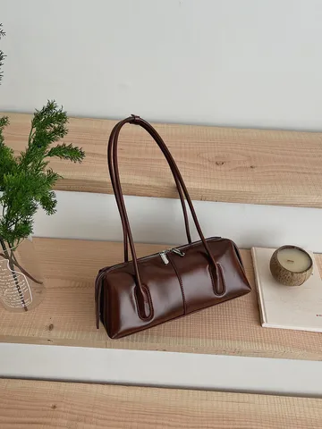 Women Fashion Casual PU Leather Underarm Bag Minimalist Solid Color Commuter Shoulder Bag Handbag Tote Bag