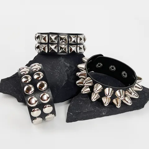Men Punk Style Multi-Layer Leather Bracelet Rock Gothic Metal Rivet Wristband Cool Fashion Charm Jewelry