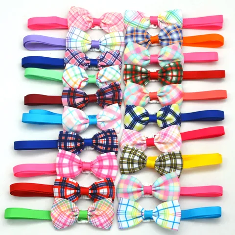 British Style Plaid Pet Bow Tie Cute Puppy Cat Collar Neckwear Adjustable Dog Hair Bow Pet Grooming Accessories