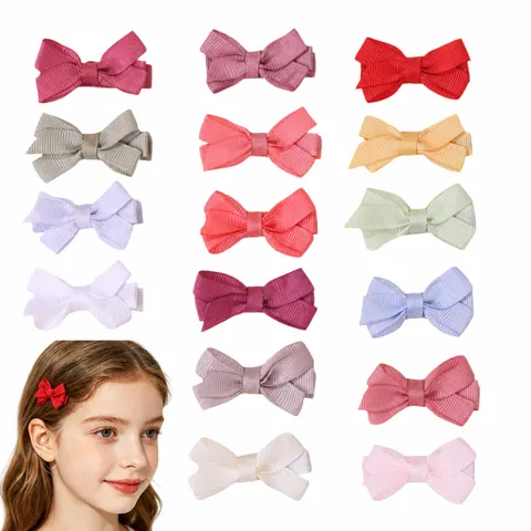 Lindas Pinzas de Pelo con Lazo para Niños Horquillas de Cintas de Color Sólido Accesorios de Cabello Dulces para Niñas Adornos Decorativos Diarios