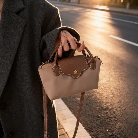Women Fashion Casual Nylon Shoulder Bag Retro Crossbody Bag Zipper Flap Handbag Daily Commute Pocket Purse