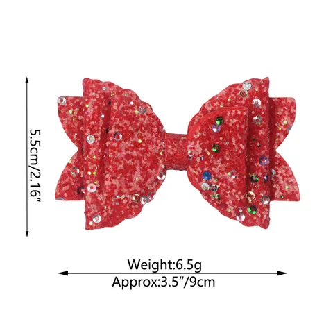 Children DIY Hair Accessories Double Layer Glitter Sequin Bowknot Synthetic Fabric Hair Clip Cute Girls Hair Ornaments