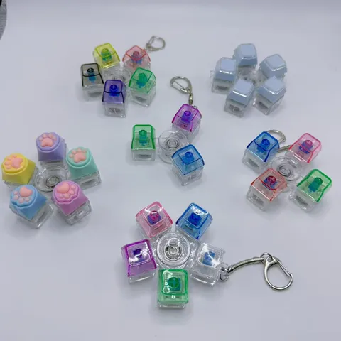 Mechanical Keyboard Clicker Fidget Toy Luminous Cat Paw Decompression Toy Stress Relief Finger Spinner Keychain Gift