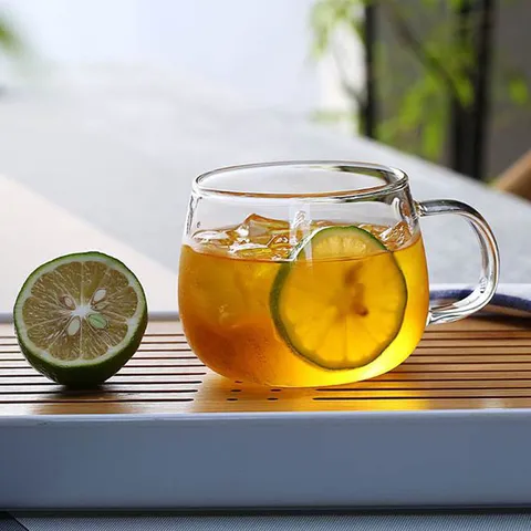 Tasse à Café en Verre Borosilicaté Transparent avec Poignée Résistante à la Chaleur Tasse d'Eau de Lait pour la Maison