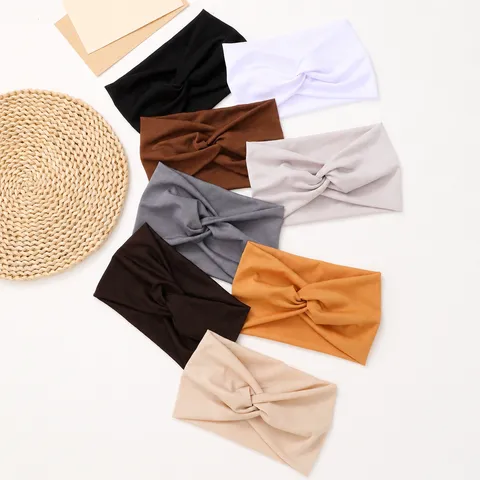 Dames Brede Kruis Hoofdband Elastische Haarband Yoga Hardlopen Zweetabsorberende Effen Kleur Haaraccessoires Voor Vrouwen