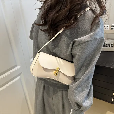 Borsa a spalla in pelle PU retrò da donna Borsa baguette chic e alla moda Borsa quadrata piccola versatile Borsa da lavoro