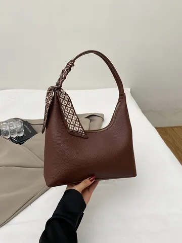 Γυναικεία Τσάντα Ώμου από Δέρμα PU Fashion Commuter Hobo Τσάντα Χειρός Υποβραχιόνιου Με Διακόσμηση Κασκόλ Καθημερινή Casual Τσάντα
