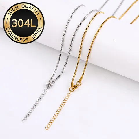 Damen Edelstahl Kastenkette Halskette 18K Vergoldet Minimalistische Zarte Schlüsselbeinkette Mode Schmuck Geschenk