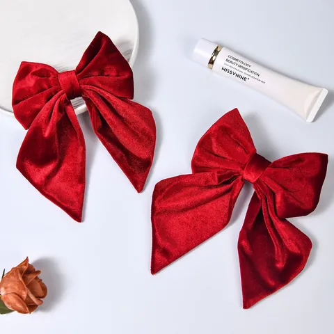 Pinza de Pelo Grande con Lazo de Terciopelo Elegante Color Sólido Soporte para Coleta Accesorios para el Cabello para Mujeres y Niñas