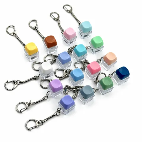Creative Mechanical Keyboard Switch Fidget Toy Keychain Portable Macaron Round Keycap Stress Relief Finger Pendant Toy