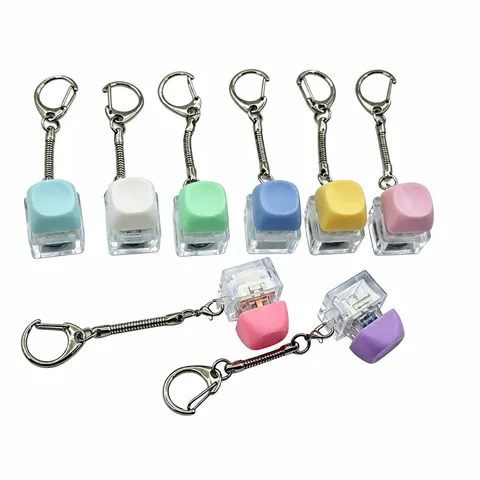 Creative Mechanical Keyboard Switch Fidget Toy Keychain Portable Macaron Round Keycap Stress Relief Finger Pendant Toy