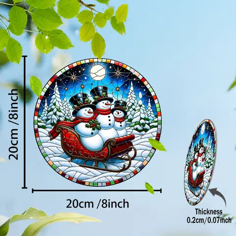 Weihnachten Schneemann Halloween Kürbis Acryl Hängeschild Buntglas Stil Fensterdekor Festliche Party Hängeornament